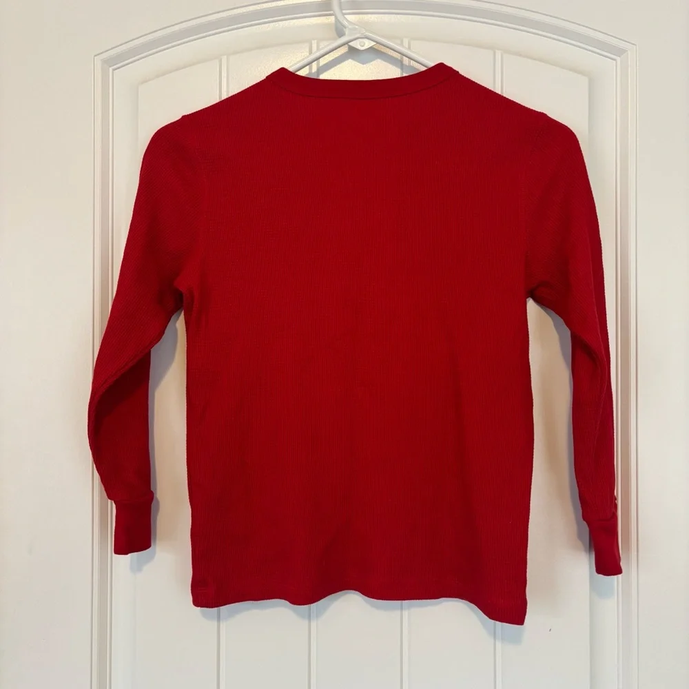 Old Navy Kids Red Graphic Long Sleeve Waffle Knit Shirt Size Medium 8